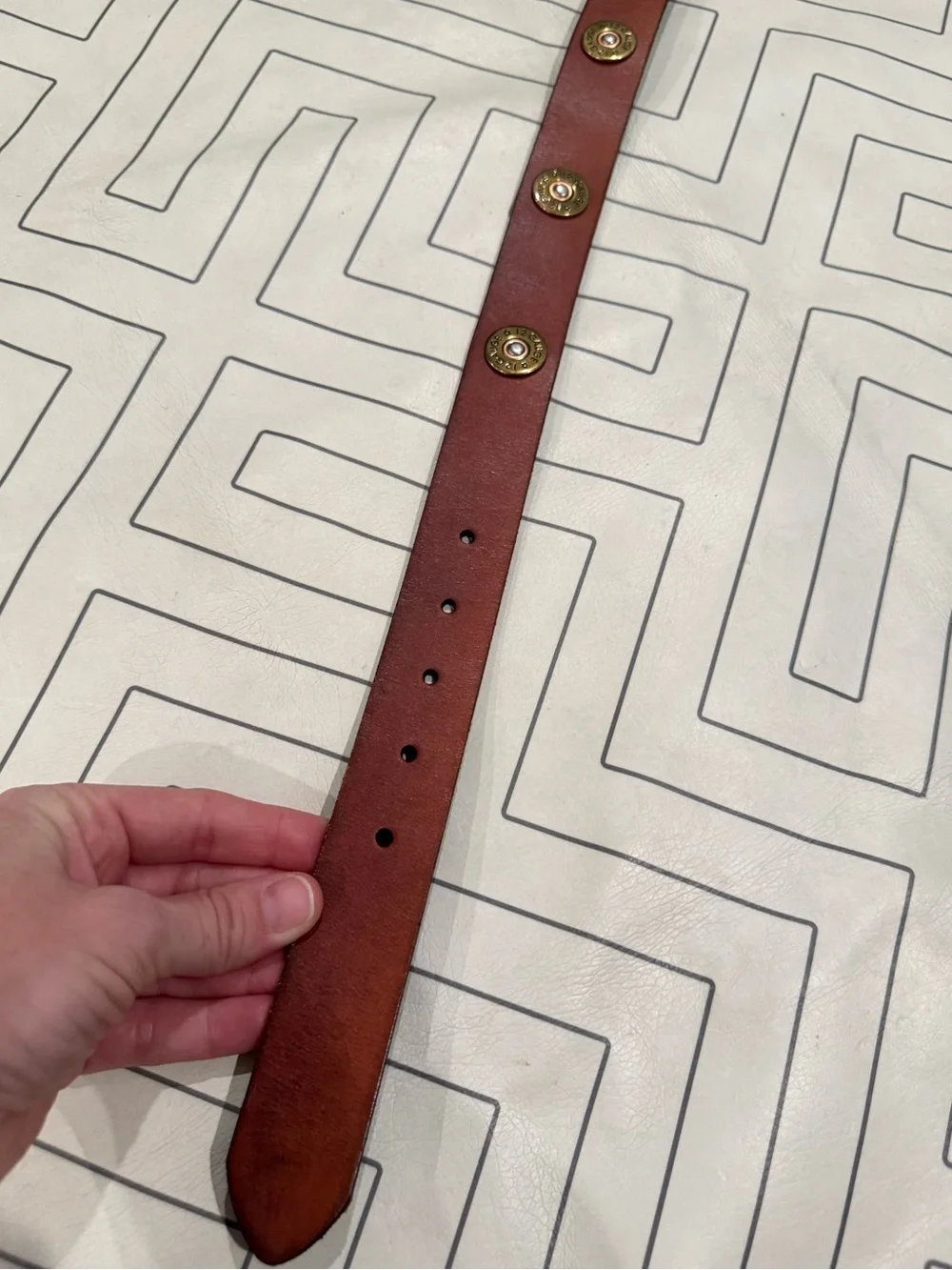 Nocona Brown Leather Belt with Brass Stud Accents